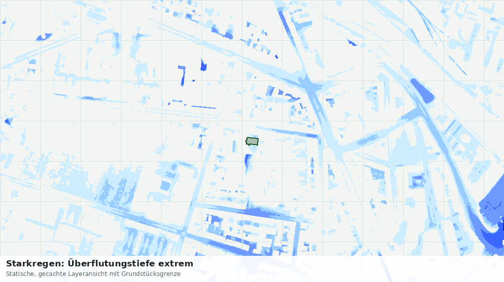 Statische Kartenansicht: Starkregen: Überflutungstiefe extrem