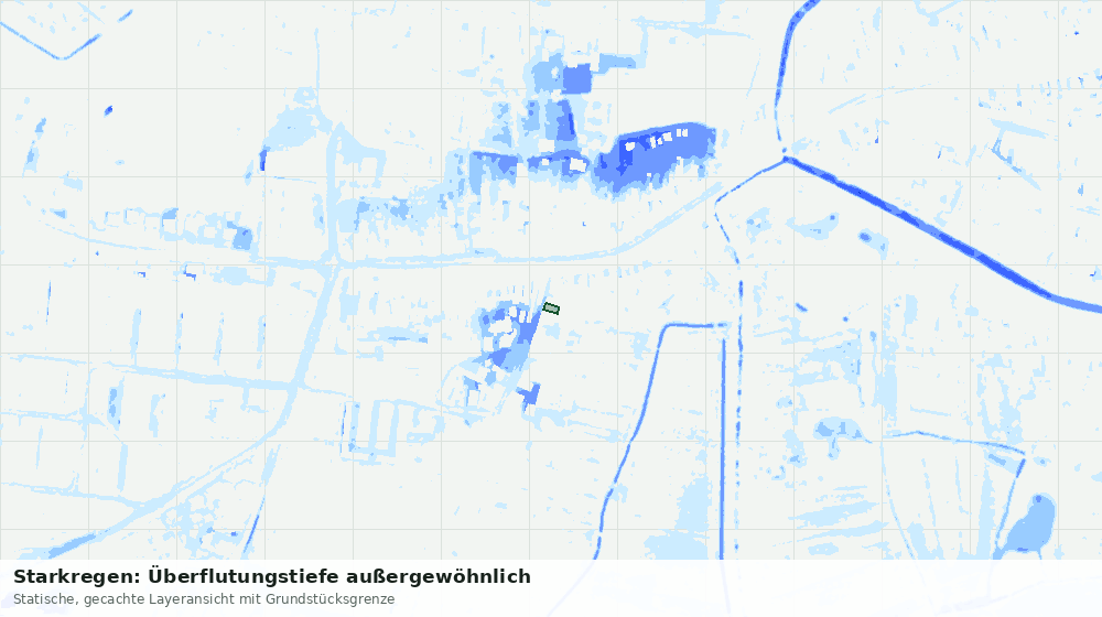 Statische Kartenansicht: Starkregen: Überflutungstiefe außergewöhnlich