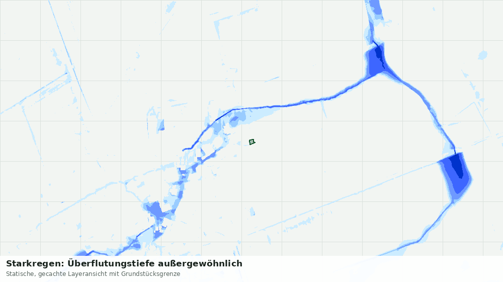 Statische Kartenansicht: Starkregen: Überflutungstiefe außergewöhnlich