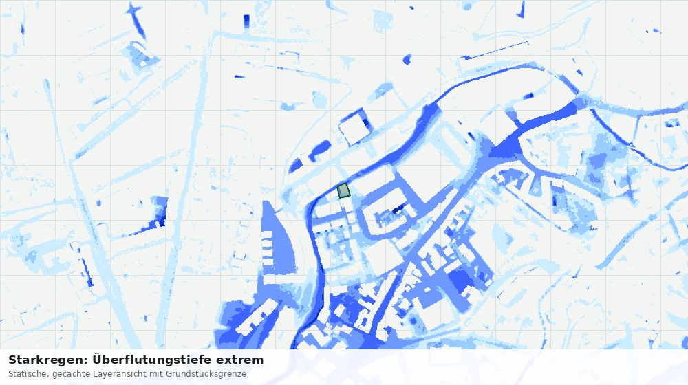 Statische Kartenansicht: Starkregen: Überflutungstiefe extrem