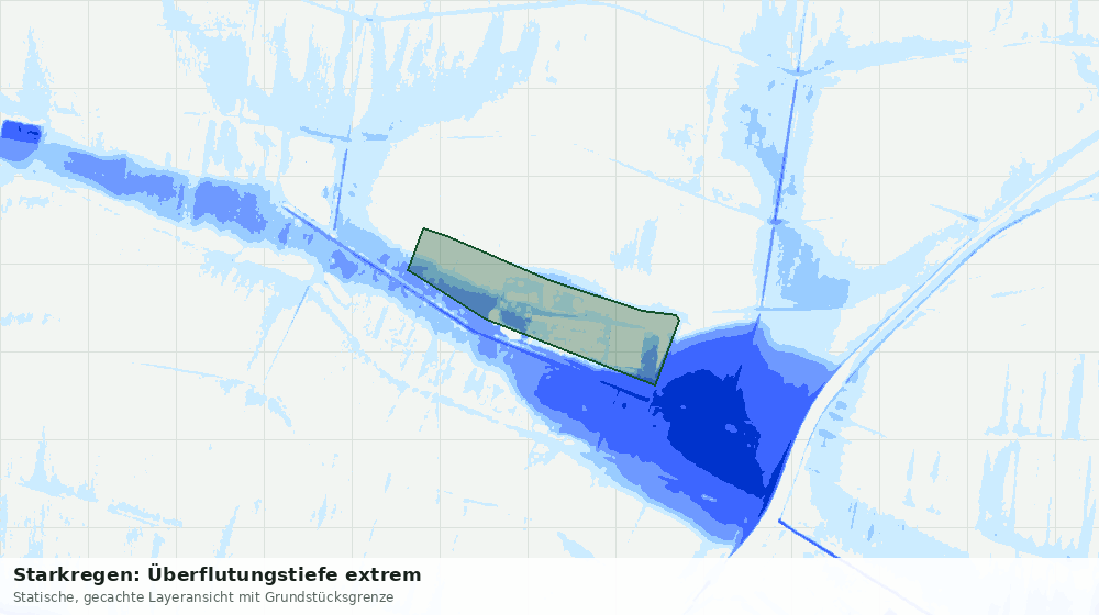 Statische Kartenansicht: Starkregen: Überflutungstiefe extrem