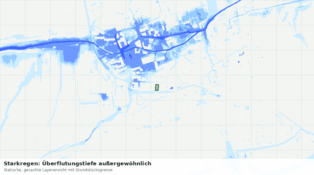 Statische Kartenansicht: Starkregen: Überflutungstiefe außergewöhnlich