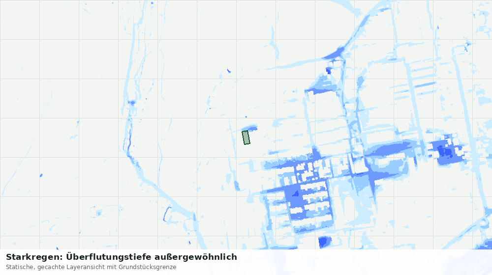 Statische Kartenansicht: Starkregen: Überflutungstiefe außergewöhnlich