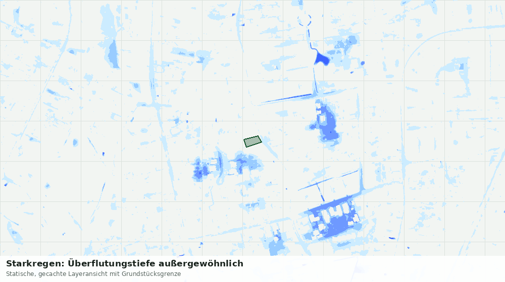 Statische Kartenansicht: Starkregen: Überflutungstiefe außergewöhnlich
