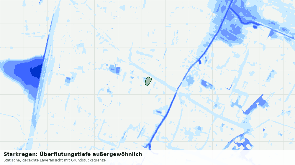 Statische Kartenansicht: Starkregen: Überflutungstiefe außergewöhnlich