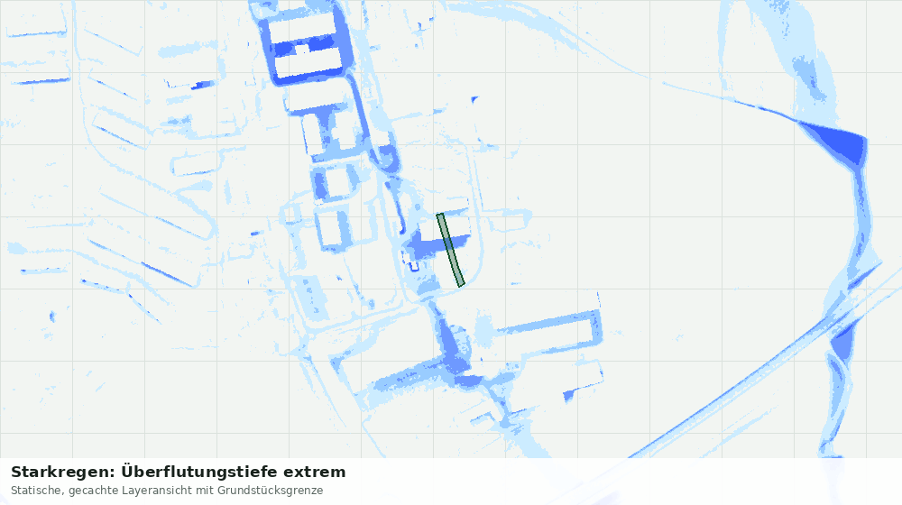 Statische Kartenansicht: Starkregen: Überflutungstiefe extrem