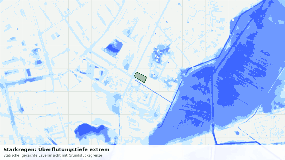 Statische Kartenansicht: Starkregen: Überflutungstiefe extrem