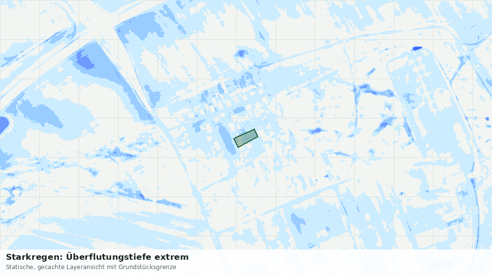 Statische Kartenansicht: Starkregen: Überflutungstiefe extrem