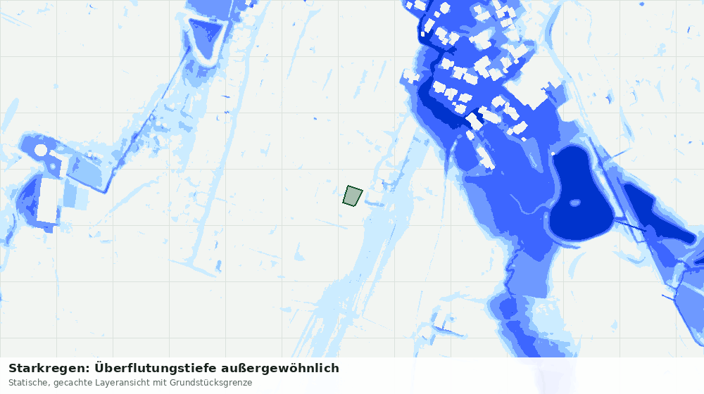 Statische Kartenansicht: Starkregen: Überflutungstiefe außergewöhnlich