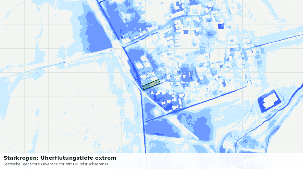 Statische Kartenansicht: Starkregen: Überflutungstiefe extrem