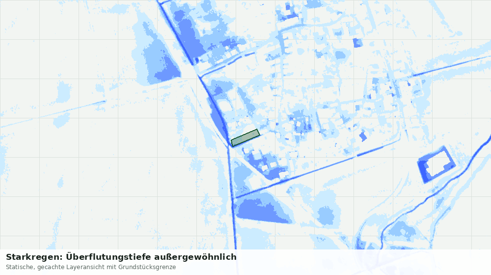 Statische Kartenansicht: Starkregen: Überflutungstiefe außergewöhnlich