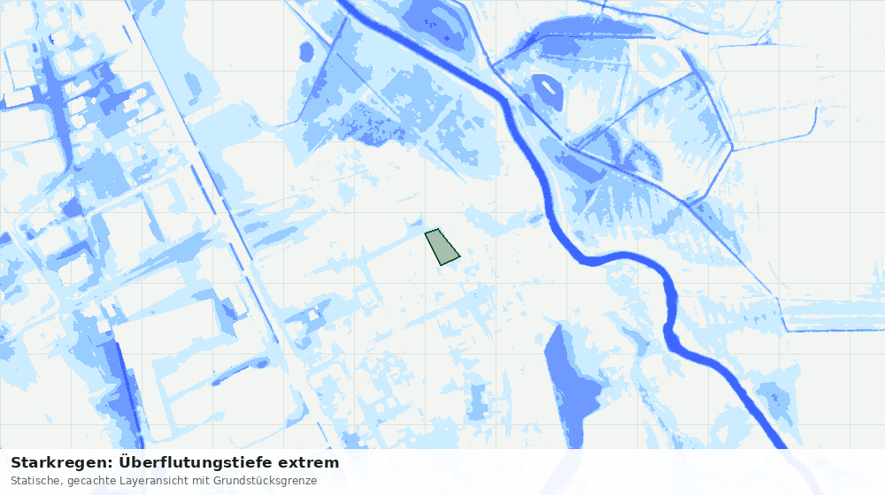 Statische Kartenansicht: Starkregen: Überflutungstiefe extrem