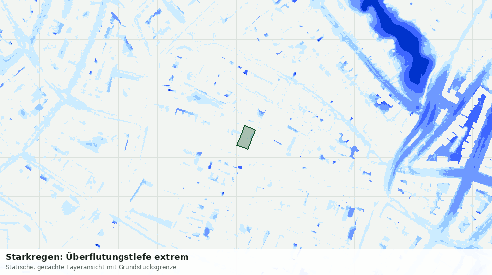Statische Kartenansicht: Starkregen: Überflutungstiefe extrem