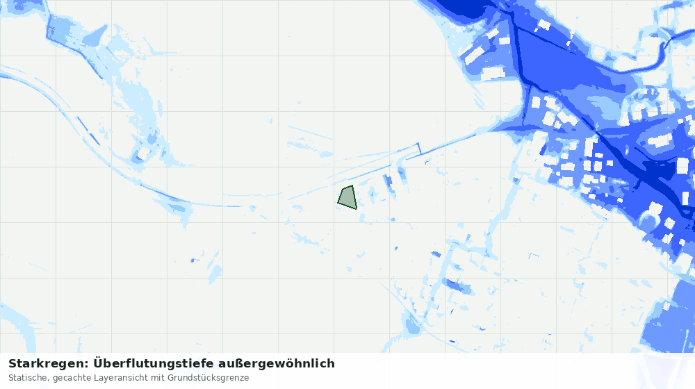 Statische Kartenansicht: Starkregen: Überflutungstiefe außergewöhnlich