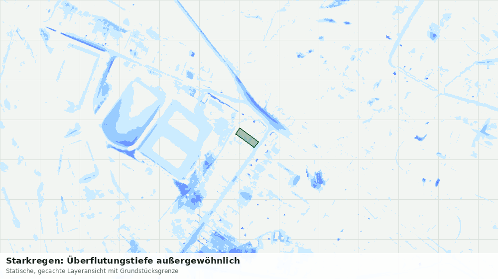 Statische Kartenansicht: Starkregen: Überflutungstiefe außergewöhnlich