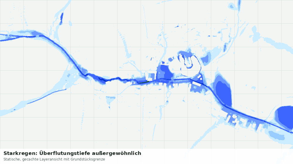Statische Kartenansicht: Starkregen: Überflutungstiefe außergewöhnlich