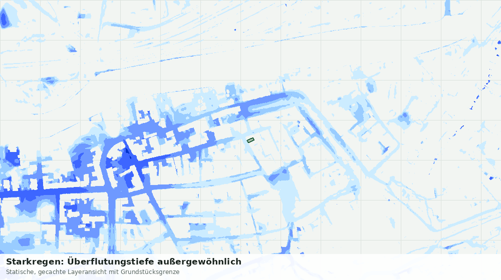 Statische Kartenansicht: Starkregen: Überflutungstiefe außergewöhnlich