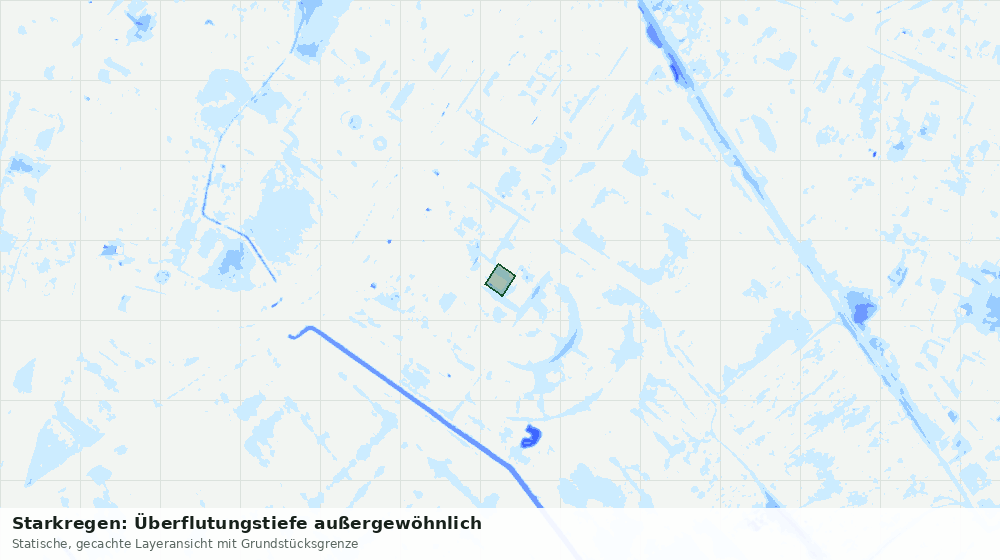 Statische Kartenansicht: Starkregen: Überflutungstiefe außergewöhnlich