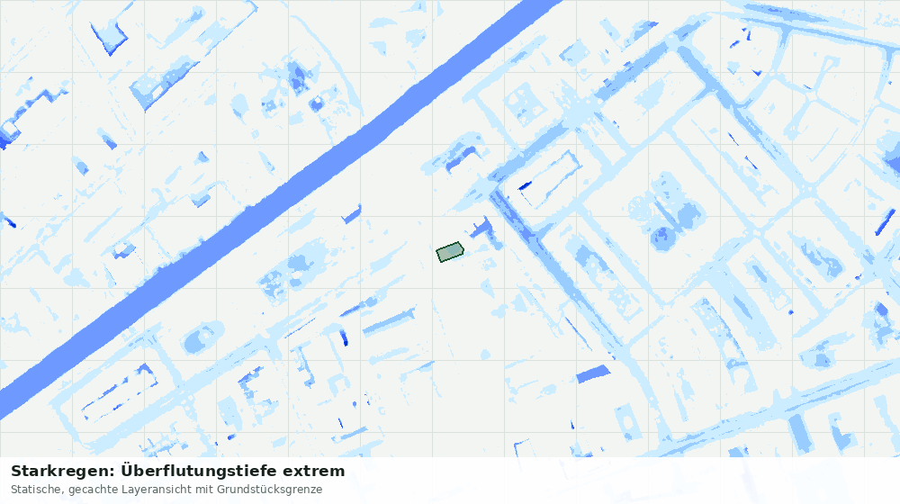 Statische Kartenansicht: Starkregen: Überflutungstiefe extrem