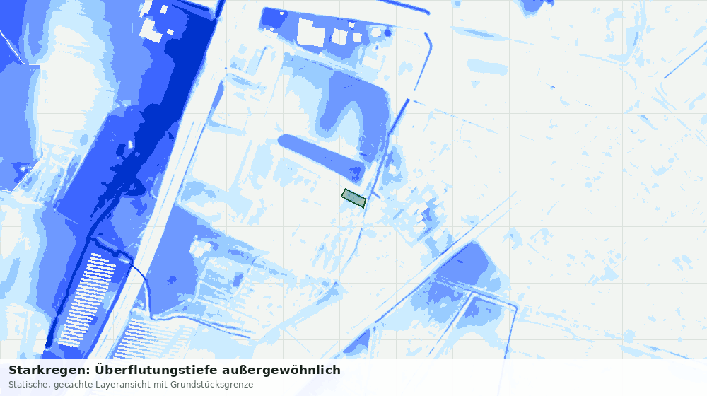 Statische Kartenansicht: Starkregen: Überflutungstiefe außergewöhnlich