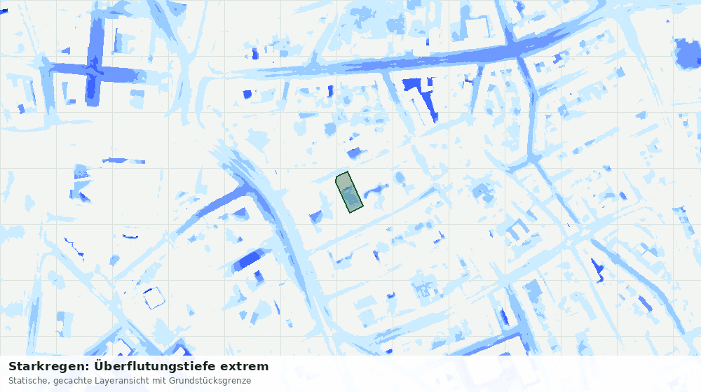 Statische Kartenansicht: Starkregen: Überflutungstiefe extrem