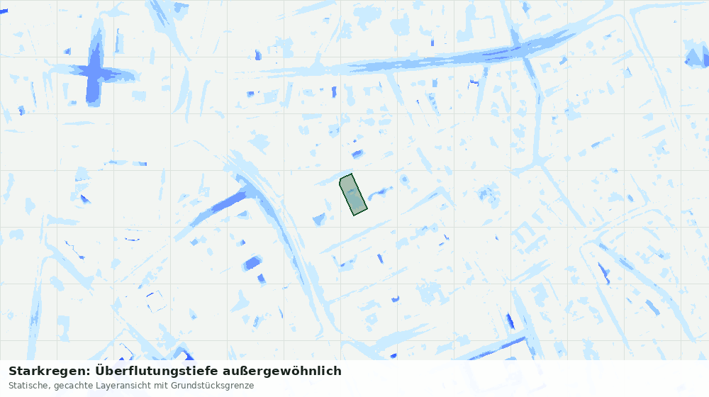 Statische Kartenansicht: Starkregen: Überflutungstiefe außergewöhnlich