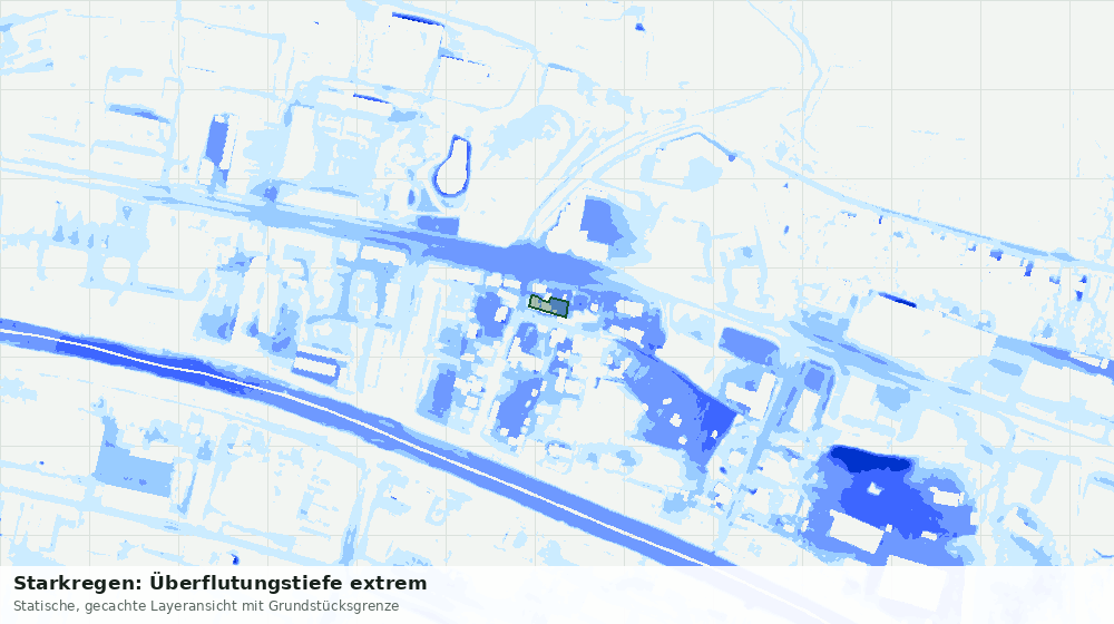 Statische Kartenansicht: Starkregen: Überflutungstiefe extrem