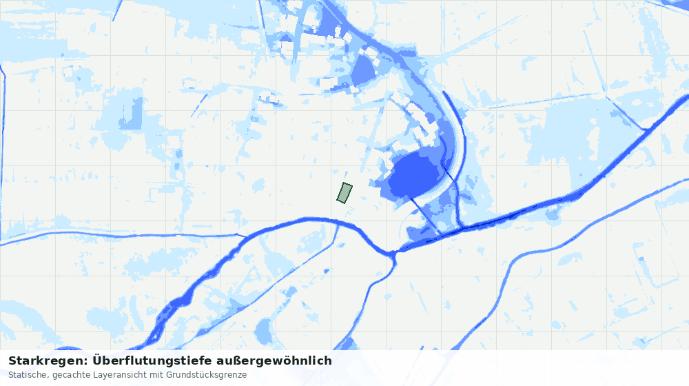Statische Kartenansicht: Starkregen: Überflutungstiefe außergewöhnlich