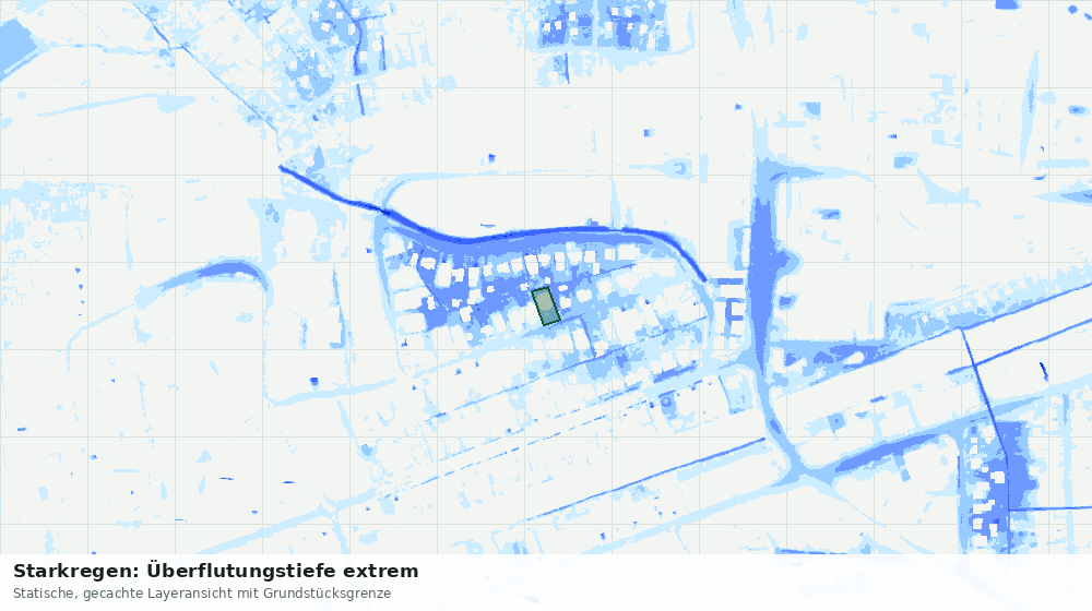 Statische Kartenansicht: Starkregen: Überflutungstiefe extrem