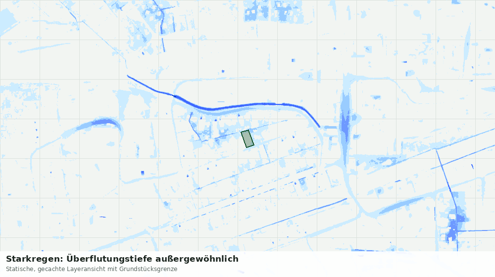 Statische Kartenansicht: Starkregen: Überflutungstiefe außergewöhnlich