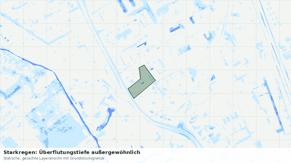 Statische Kartenansicht: Starkregen: Überflutungstiefe außergewöhnlich