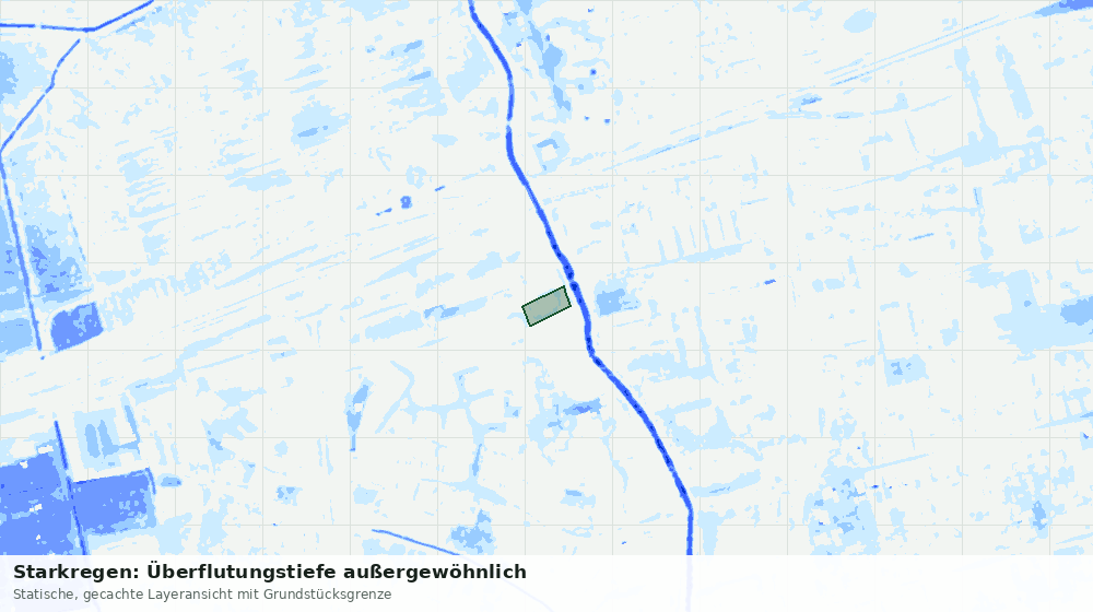 Statische Kartenansicht: Starkregen: Überflutungstiefe außergewöhnlich