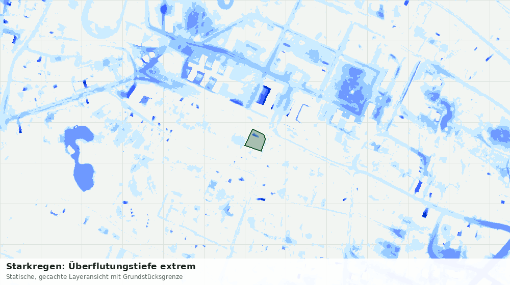 Statische Kartenansicht: Starkregen: Überflutungstiefe extrem