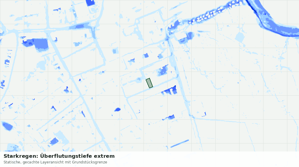 Statische Kartenansicht: Starkregen: Überflutungstiefe extrem