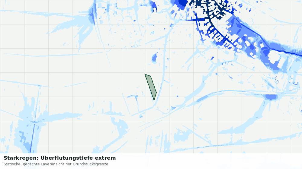 Statische Kartenansicht: Starkregen: Überflutungstiefe extrem