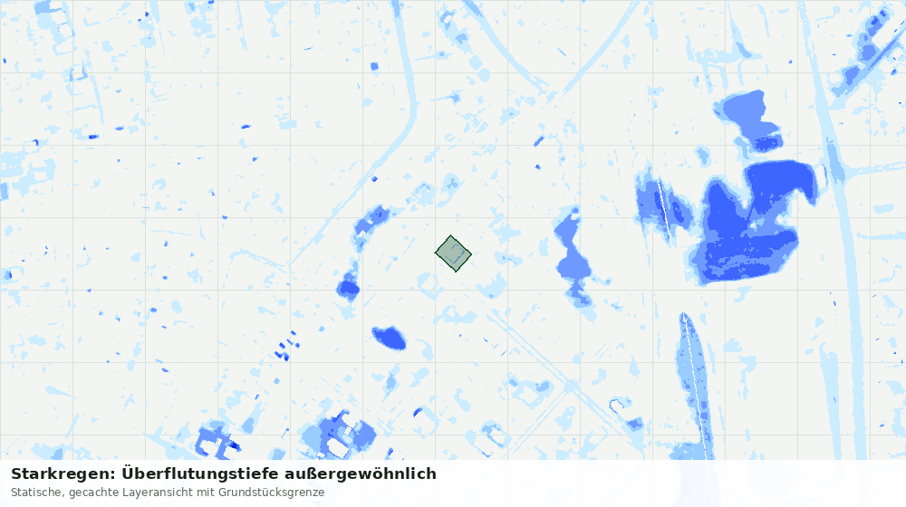 Statische Kartenansicht: Starkregen: Überflutungstiefe außergewöhnlich