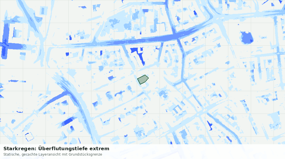 Statische Kartenansicht: Starkregen: Überflutungstiefe extrem