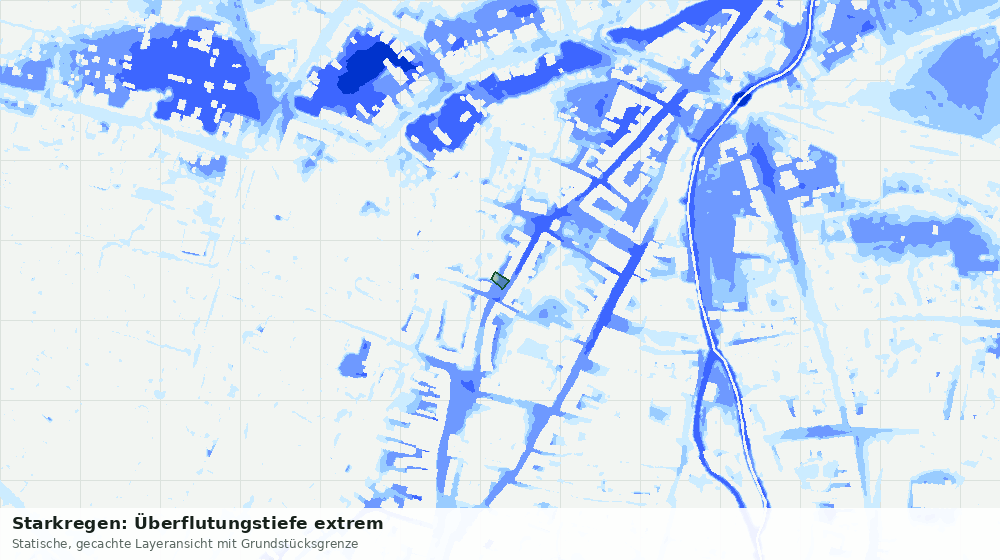 Statische Kartenansicht: Starkregen: Überflutungstiefe extrem