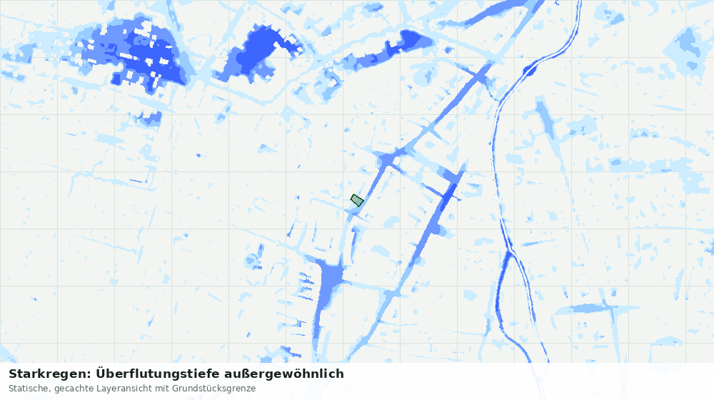 Statische Kartenansicht: Starkregen: Überflutungstiefe außergewöhnlich