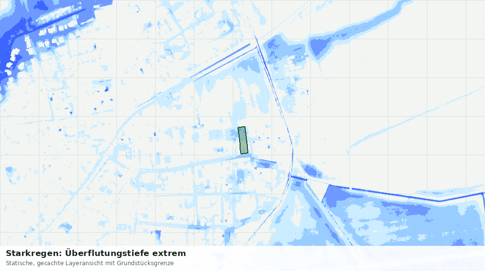 Statische Kartenansicht: Starkregen: Überflutungstiefe extrem