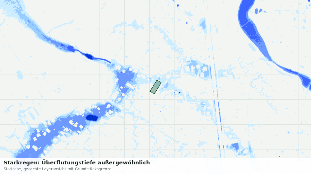 Statische Kartenansicht: Starkregen: Überflutungstiefe außergewöhnlich