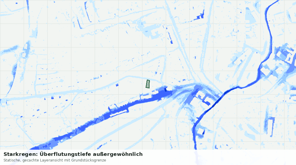 Statische Kartenansicht: Starkregen: Überflutungstiefe außergewöhnlich