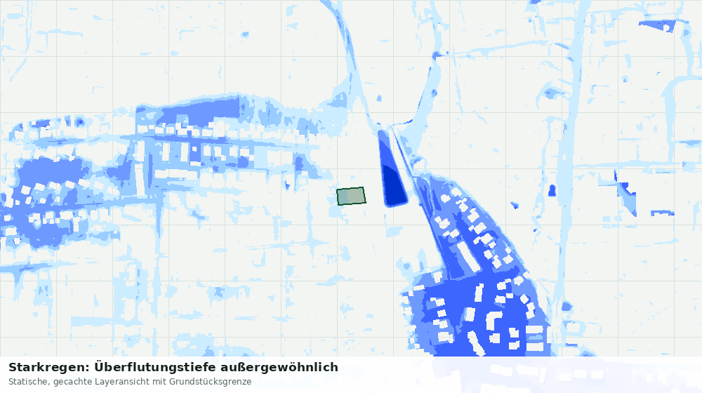 Statische Kartenansicht: Starkregen: Überflutungstiefe außergewöhnlich