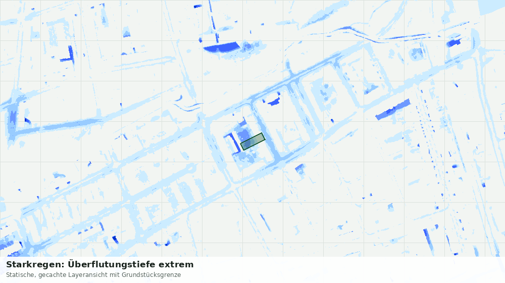 Statische Kartenansicht: Starkregen: Überflutungstiefe extrem