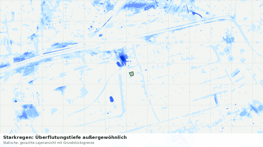 Statische Kartenansicht: Starkregen: Überflutungstiefe außergewöhnlich
