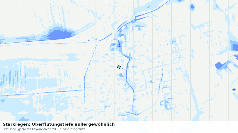 Statische Kartenansicht: Starkregen: Überflutungstiefe außergewöhnlich