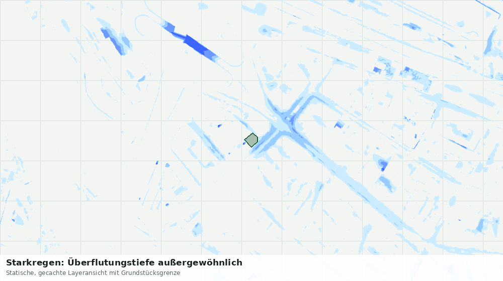 Statische Kartenansicht: Starkregen: Überflutungstiefe außergewöhnlich