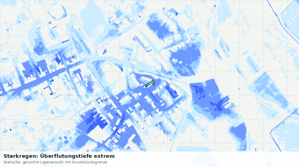 Statische Kartenansicht: Starkregen: Überflutungstiefe extrem