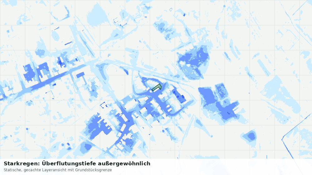 Statische Kartenansicht: Starkregen: Überflutungstiefe außergewöhnlich