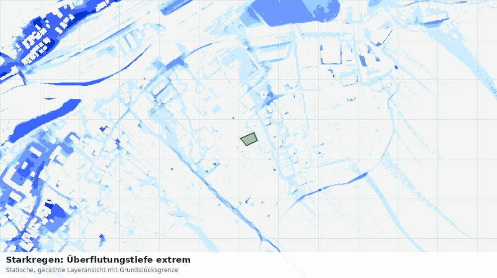 Statische Kartenansicht: Starkregen: Überflutungstiefe extrem